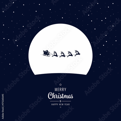 Santa sleigh flying into the winter christmas night