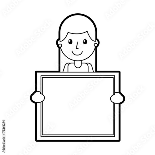character teacher holding board class element © Gstudio