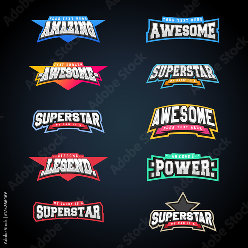 Sport emblem typography set. Super logo for your t-shirt. Mega logotype collection