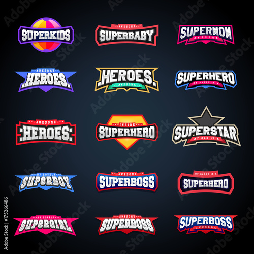 Sport emblem typography set. Super logo for your t-shirt. Mega logotype collection