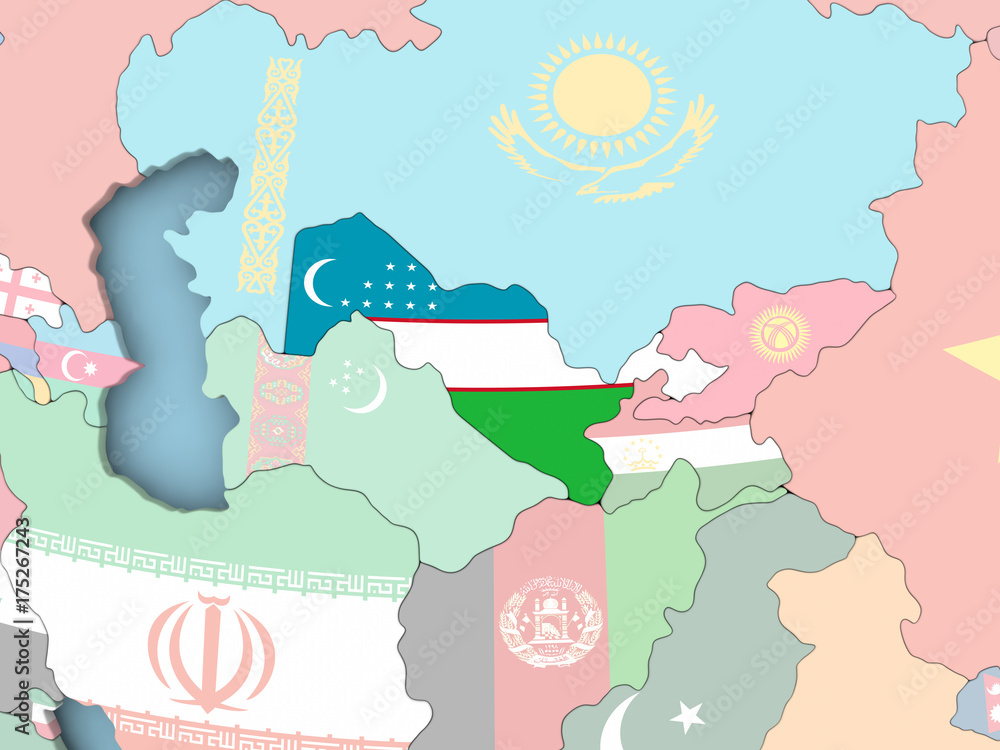 Fototapeta premium Map of Iraq with flag on globe