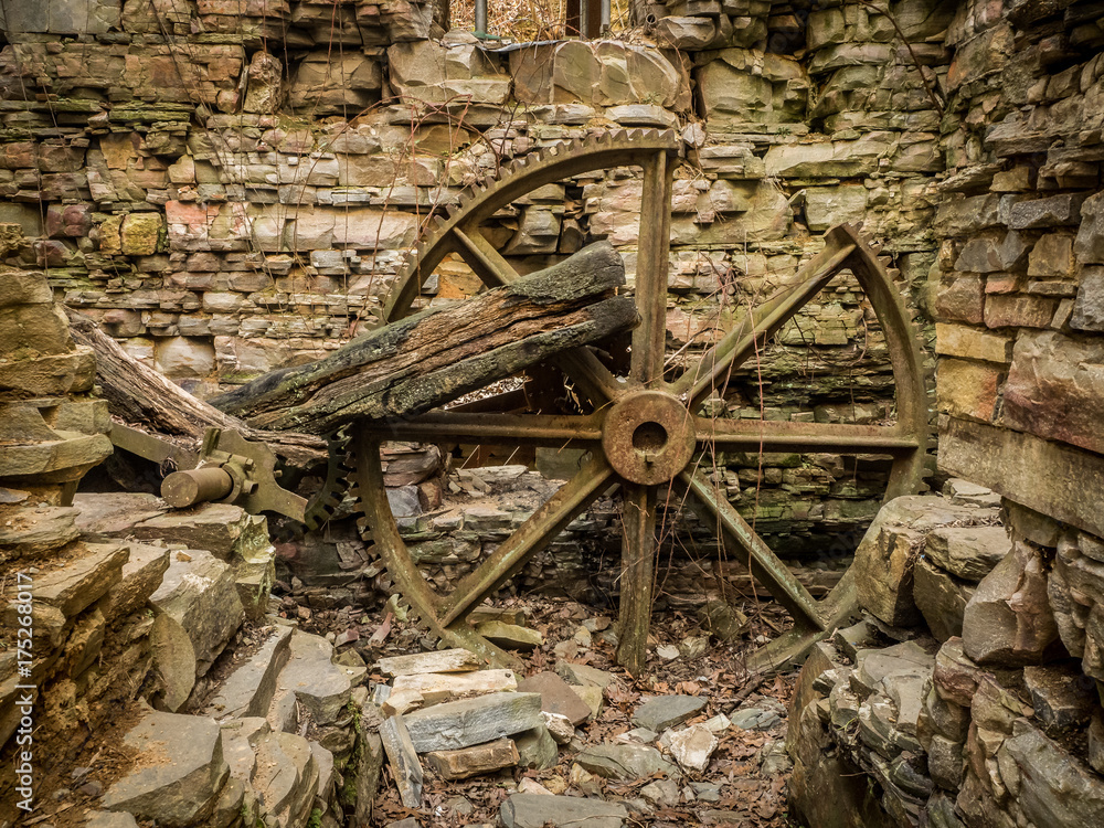 Broken Mill Wheel in Abandoned Grist Mill, Virginia