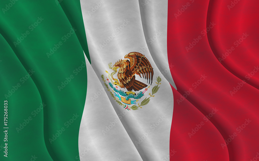 Naklejka premium Illustration of a flying Mexican Flag