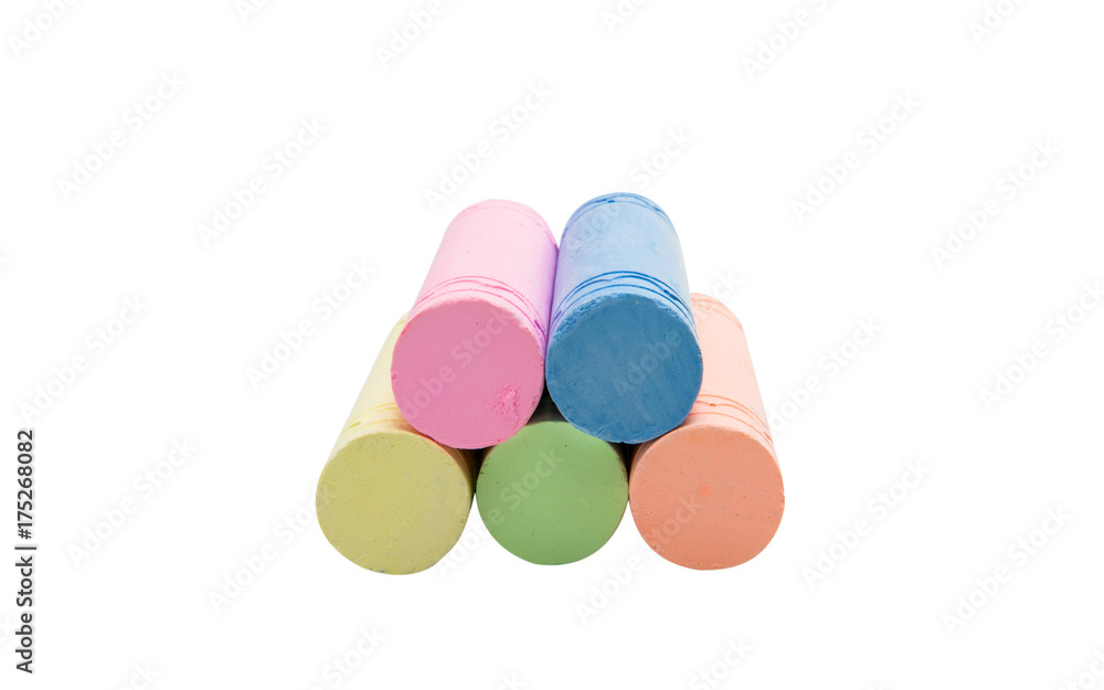 Sticks of pastel colored chalk casting shadow Sticks of pastel colored chalk casting shadow