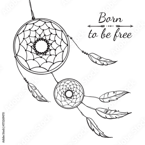 Detailed dreamcatcher with ornament.