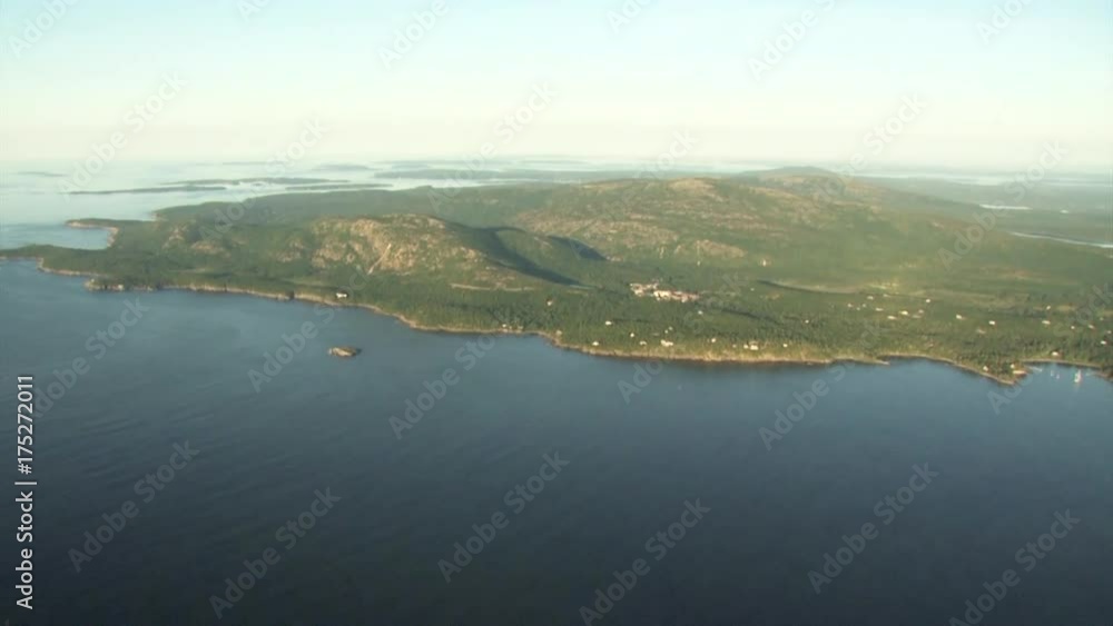 Wide, aerial shot of scenic Maine coast Wide, aerial shot of scenic Maine coast