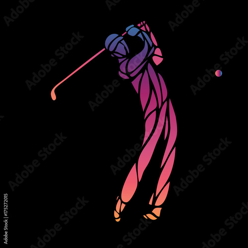 Silhouette of golf player. Vector eps10