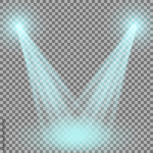 Vector spotlight, light effect isolated and transparent, aqua color