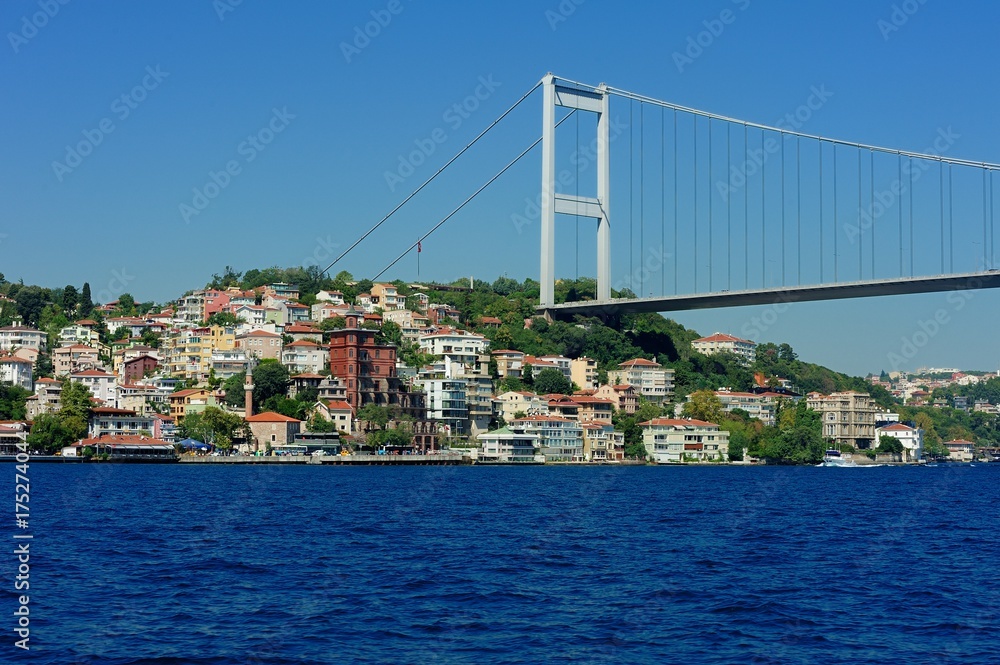 Bosphorus Sides Houses and FSM Bridge Istanbul Turkey
