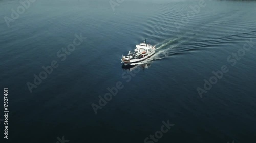 Ferry travels to Vinalhaven in Maine, aerial