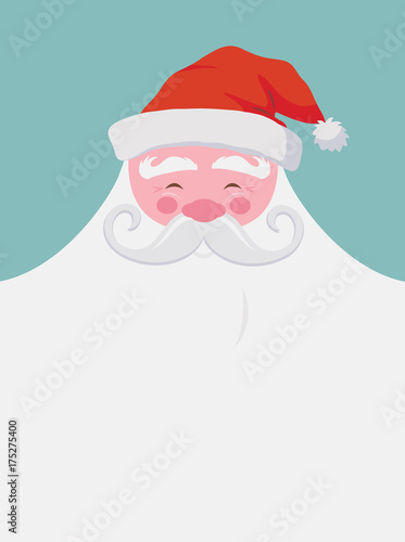 Christmas greeting card. Happy Santa with a beard with empty space for your text. Santa Claus character with a banners for design flyers, postcards, invitations and more.