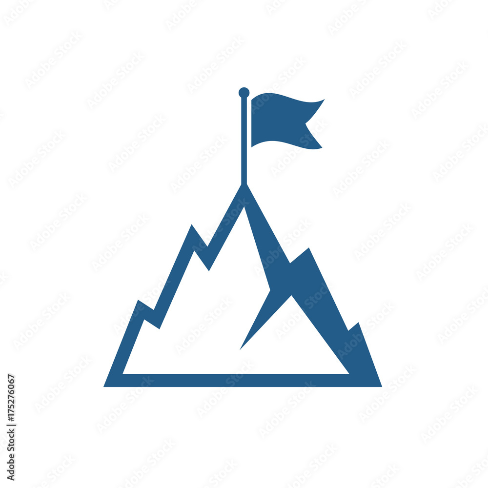Mountain with flag vector icon Mountain with flag vector icon