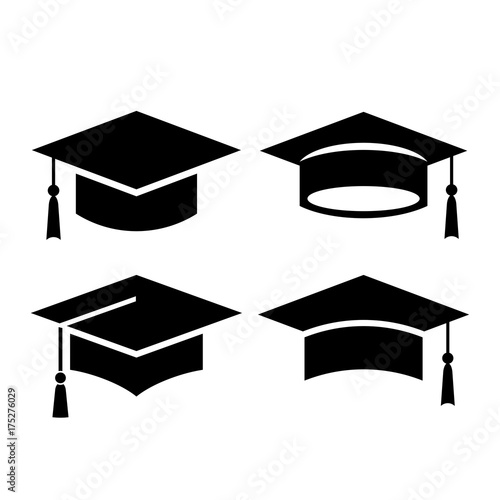 Black square graduation hat icon