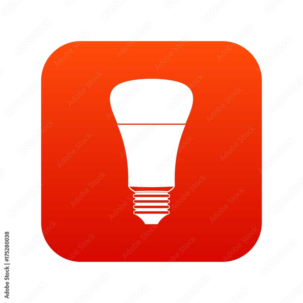 Led bulb icon digital red