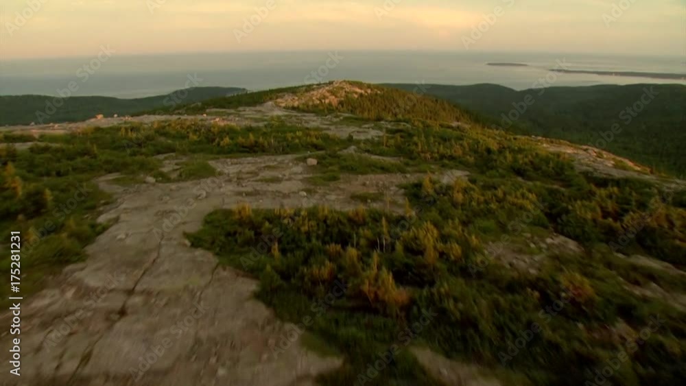 Sunset over Sargent Mountain, aerial Sunset over Sargent Mountain, aerial