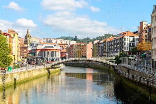 Bilbao old town views on sunny day, Spain