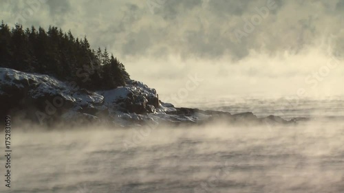 Sea Smoke off Great Head in Maine, scenic