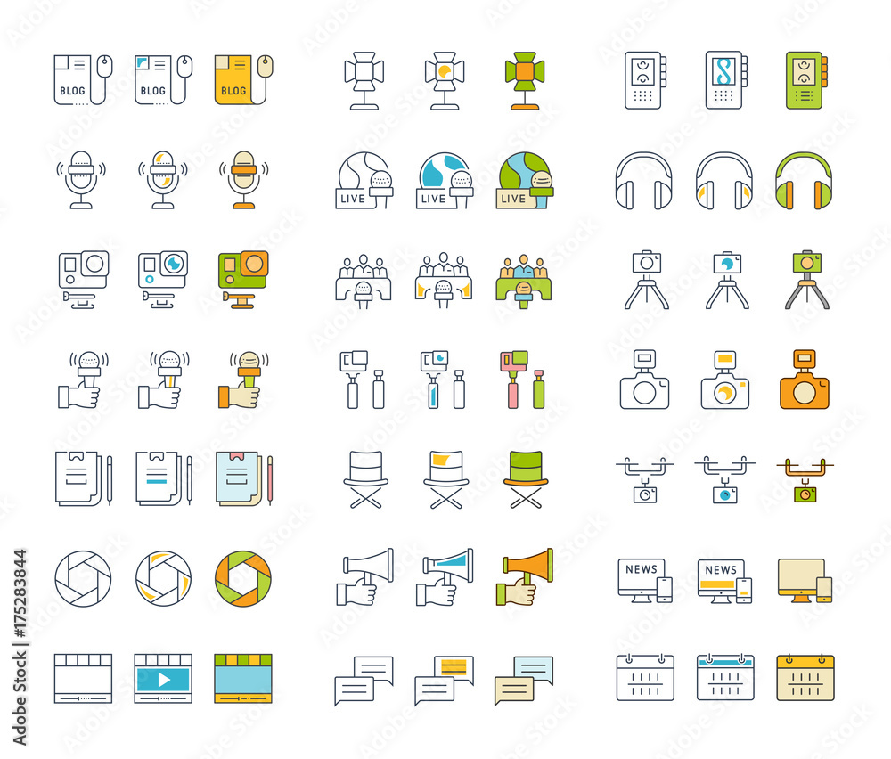 Set Vector Flat Line Icons Blogging Set Vector Flat Line Icons Blogging