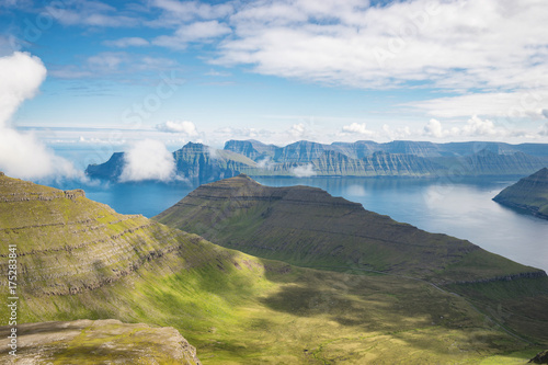 Paysage de montagnes en Europe du nord dans les Iles Féroé