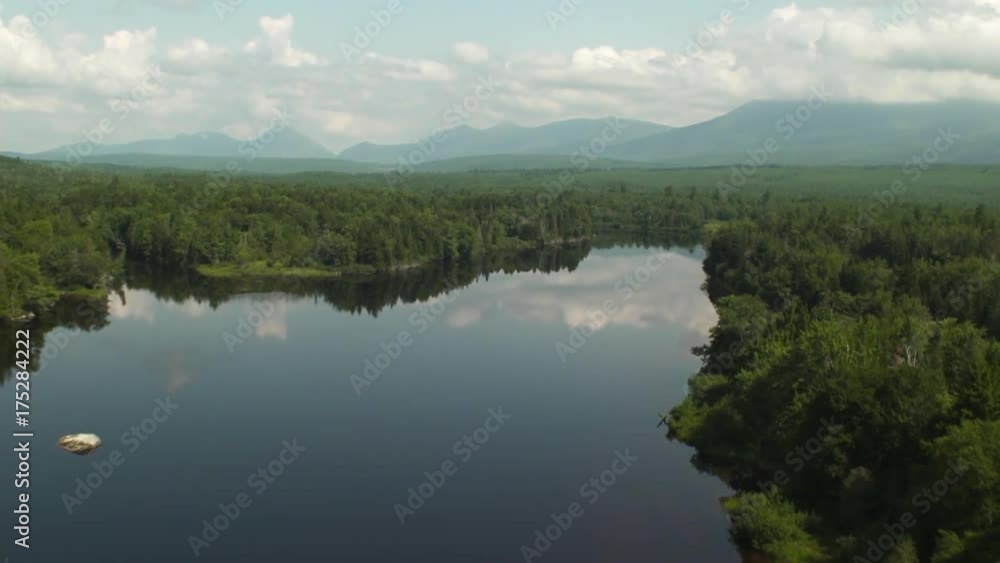 Winding Penobscot River in scenic Maine landscape, aerial Winding Penobscot River in scenic Maine landscape, aerial