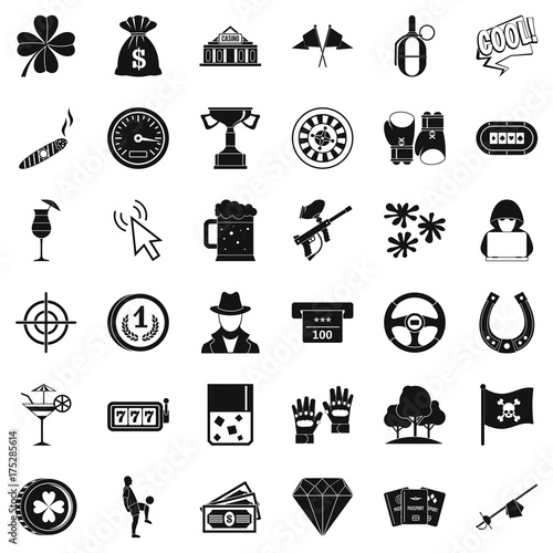 Gambling icons set, simple style