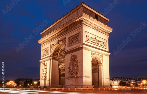 The Triumphal Arch in evening  Paris  France.