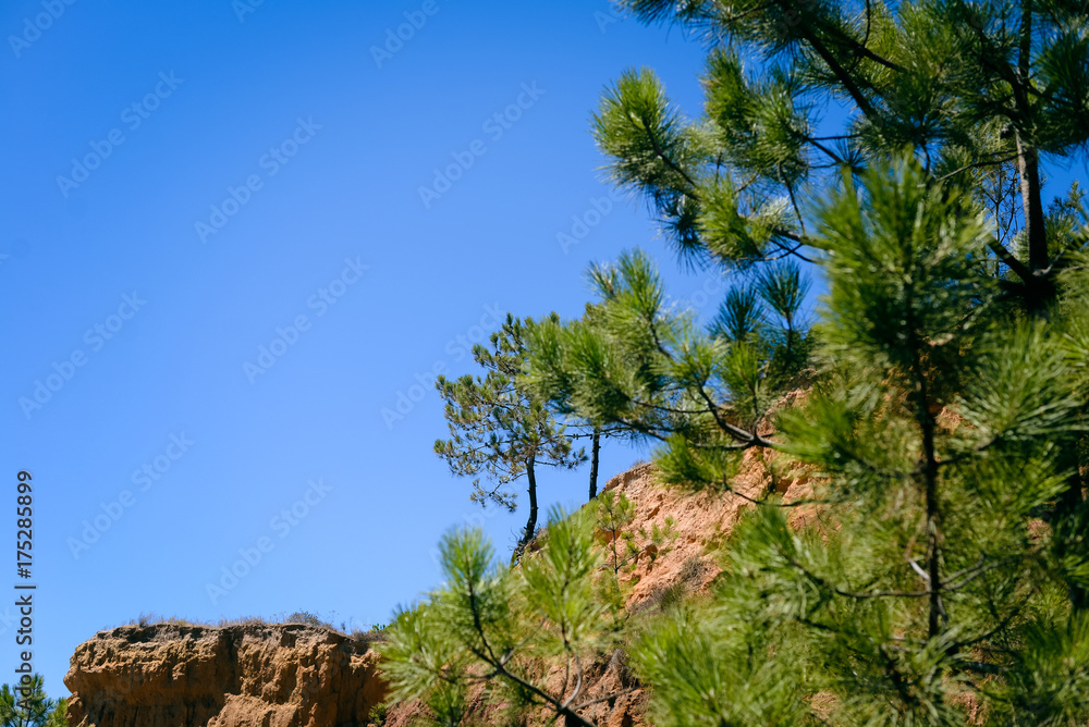 Peaceful coastal sunshine beach with hillside over ocean view natural background. Sunny dream holiday destination Peaceful coastal sunshine beach with hillside over ocean view natural background. Sunny dream holiday destination