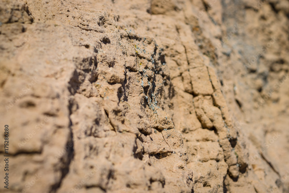 Sedimentary rock. Structure of natural stone. Background. Shallow depth of field. Focus on the center. Sedimentary rock. Structure of natural stone. Background. Shallow depth of field. Focus on the center.
