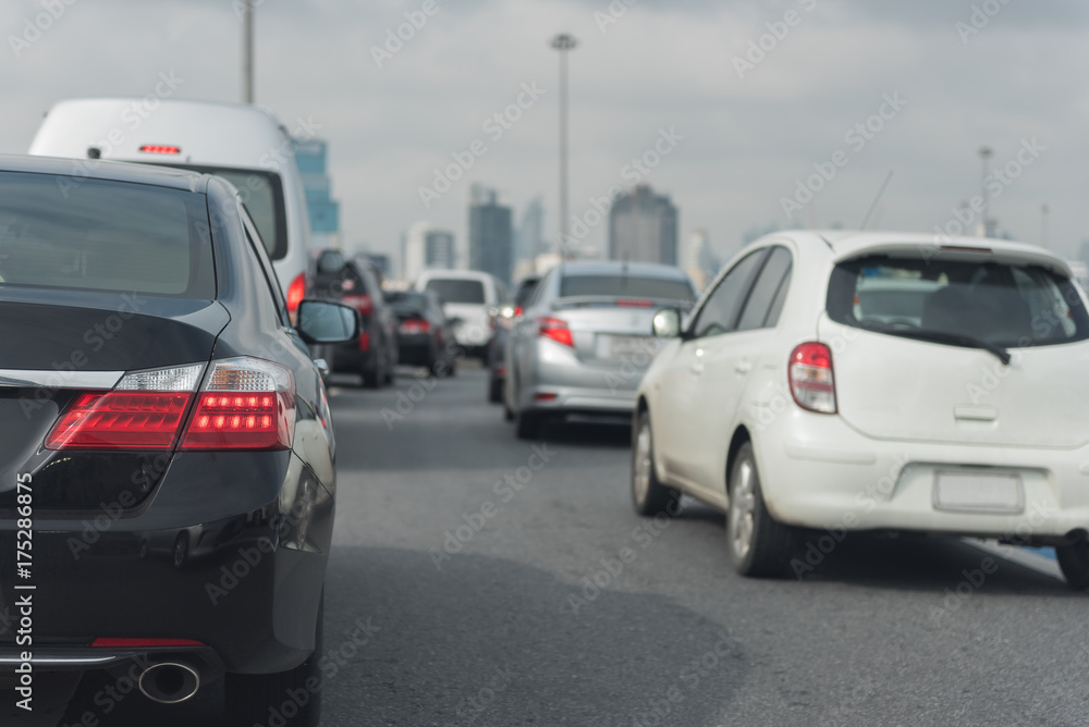 traffic jam with row of cars traffic jam with row of cars