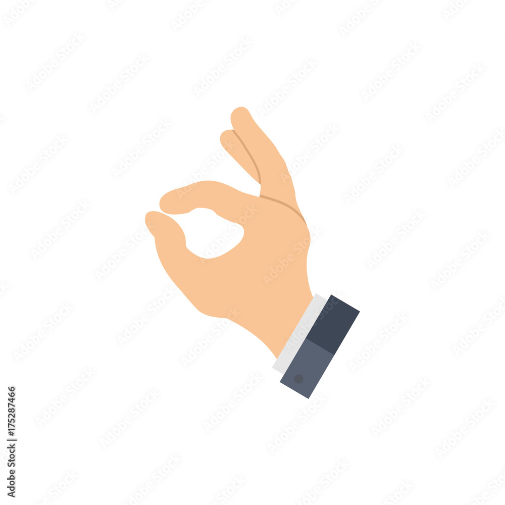 OK sign gesture and sleeve of a jacket. Business gesture. Vector illustration