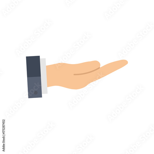 Hand holding or begging gesture and sleeve of a jacket. Vector illustration