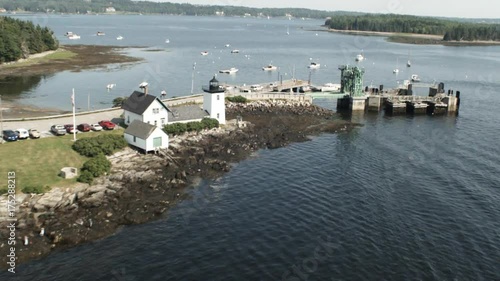 Grindel Point Lighthouse in Maine, aerial photo