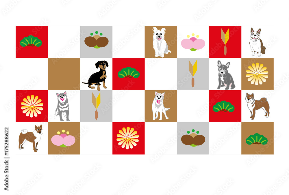 おしゃれな犬の和風イラストポストカード Stock Illustration Adobe Stock