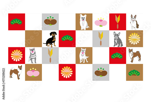 おしゃれな犬の和風イラストポストカード Stock Illustration Adobe Stock