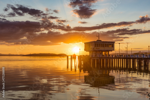 Pier at sunset © Overburn