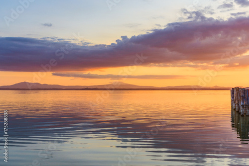 Sunset over Lake Trasimeno © Overburn