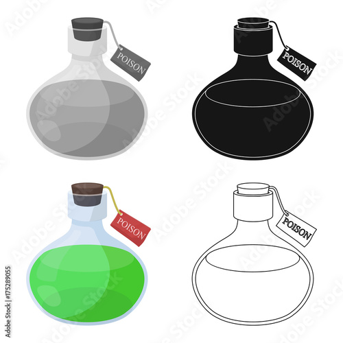 The poison is in a vessel with a label. Poisoned liquid single icon in cartoon style vector symbol stock illustration web. photo