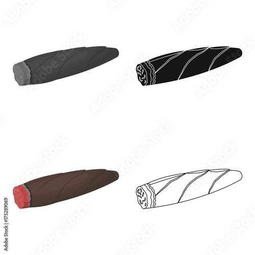 Cigar, twisted tobacco leaf. Smoldering cigar single icon in cartoon style vector symbol stock illustration web.