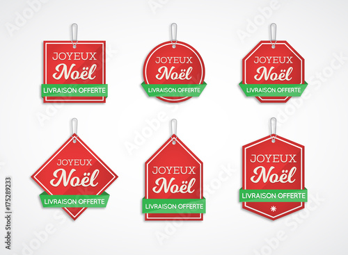 Étiquettes Joyeux Noël - livraison offerte