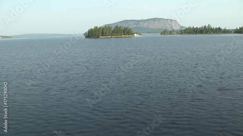 Vast Moosehead Lake with Mount Kineo in background, aerial photo