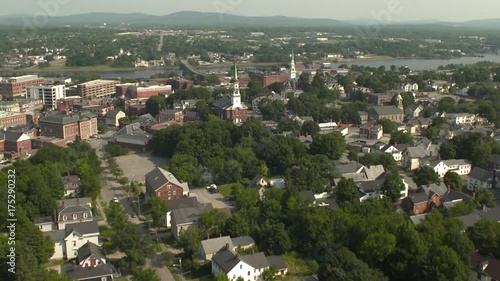 Aerial, churches in Bangor, Maine