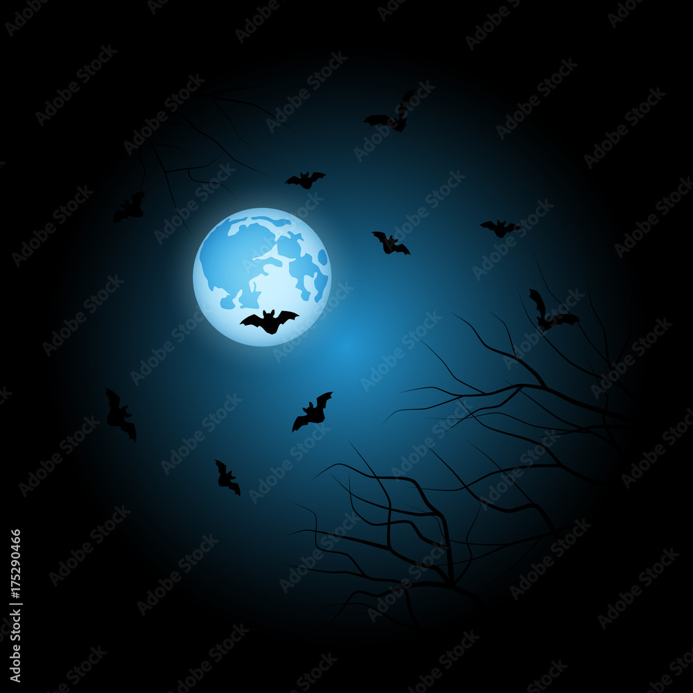 Halloween scary night vector background