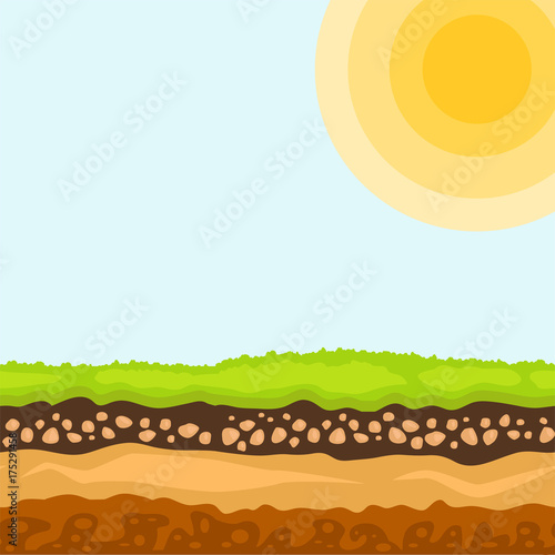 Illustration of cross section of ground agriculture country gardening ground slices land piece nature outdoor vector.