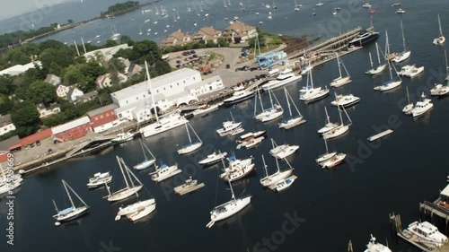 Scenic harbor in Penobscot Bay, aerial