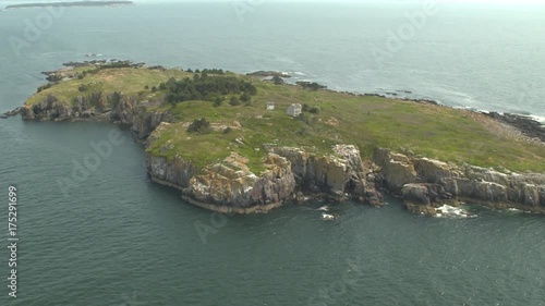 House on remote island in Acadia National Park, aerial