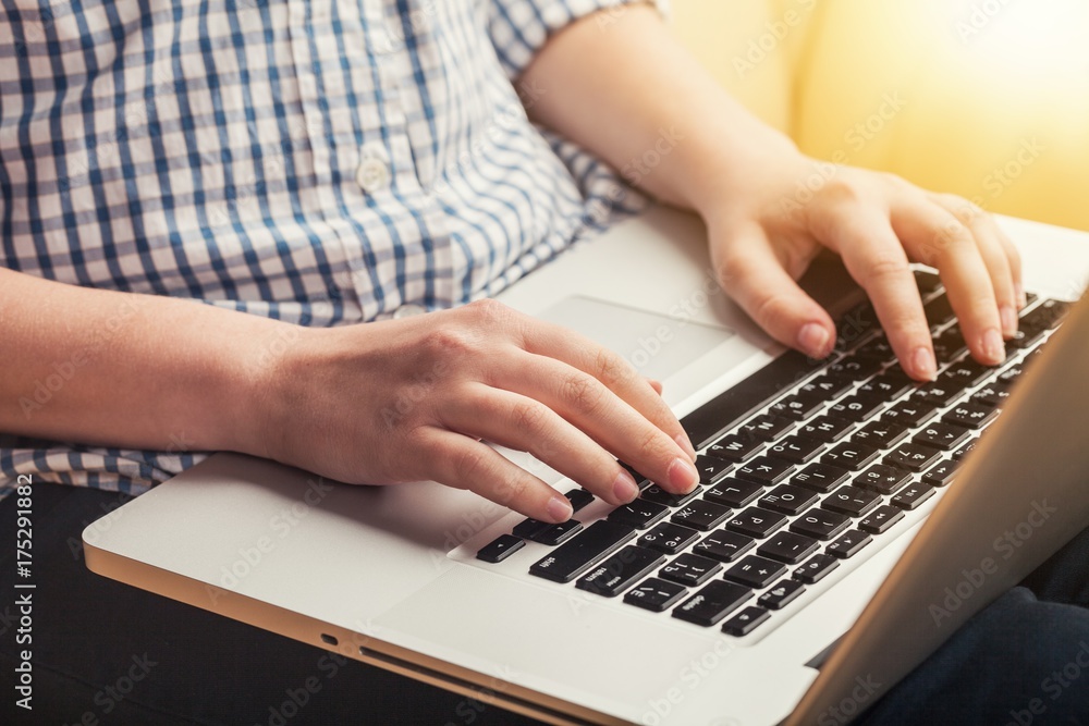 Woman typing computer. Woman typing computer.