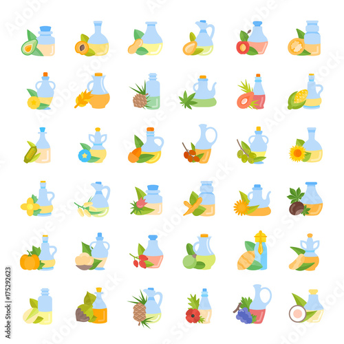 Set Vector Flat Icons of Oils