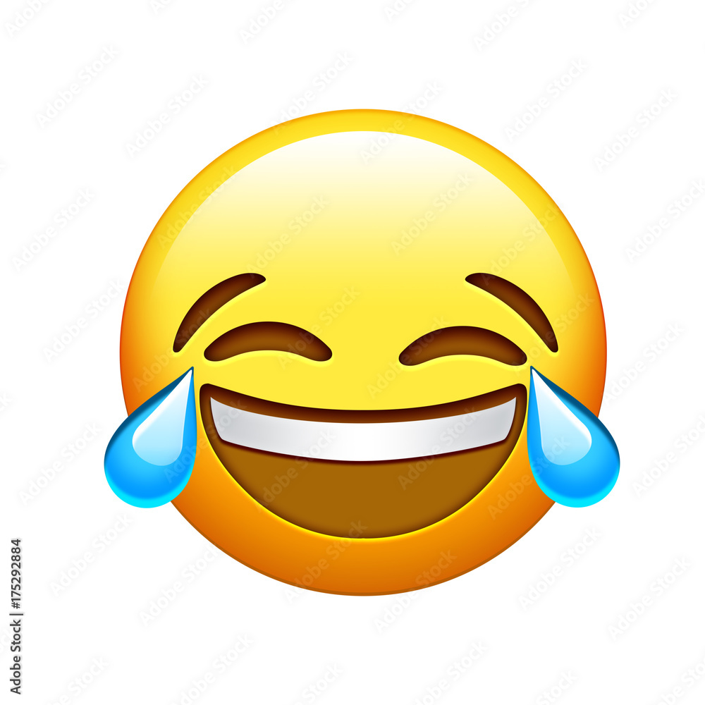 Yellow face laugh out loud and crying tear icon Stock Illustration ...
