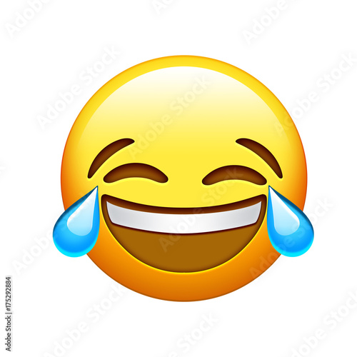 Fotografie Yellow face laugh out loud and crying tear icon
