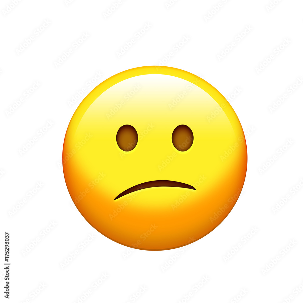 Isolated yellow unhappy and upset face icon Isolated yellow unhappy and upset face icon